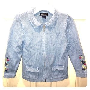 Lands’ End Girls knit zip up sweater